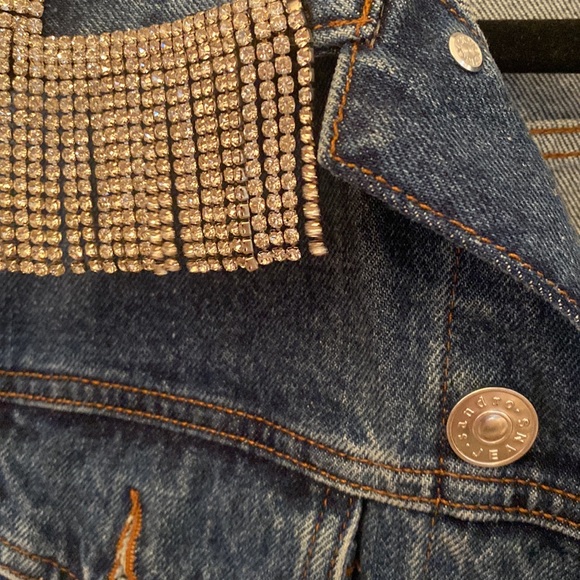 Sandro Denim Jacket with Rhinestone Fringe - Picture 6 of 8